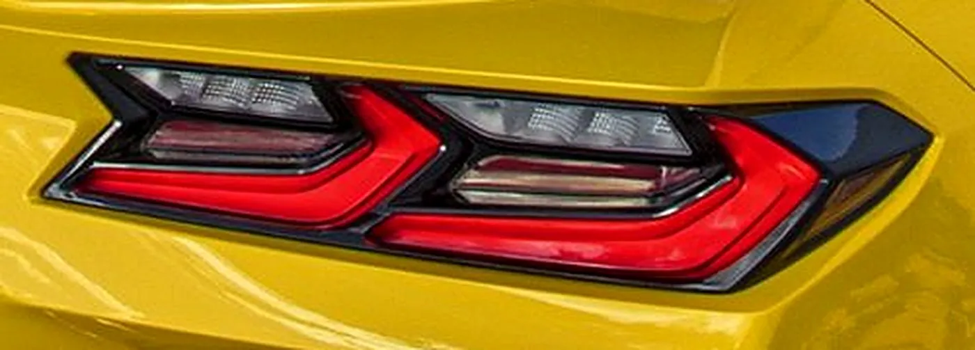 A yellow Corvette taillight outlined